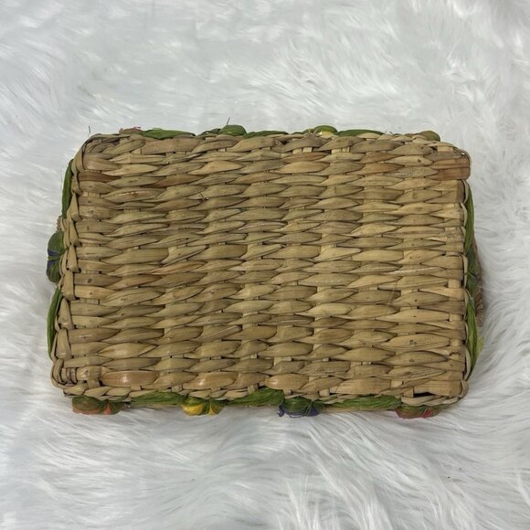 Vintage Pyrex Baking Dish & Woven Floral Casserole Travel/ Holder Basket Tray - Picture 9 of 10